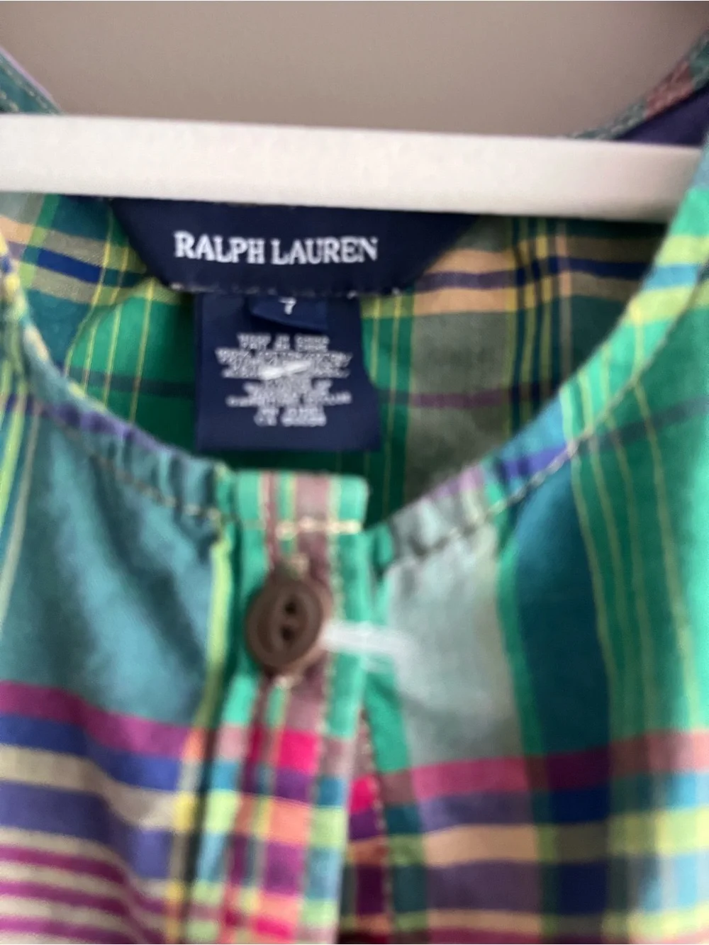Ralph Lauren Green Plaid Ruffle Tank Top - Girls 7 small